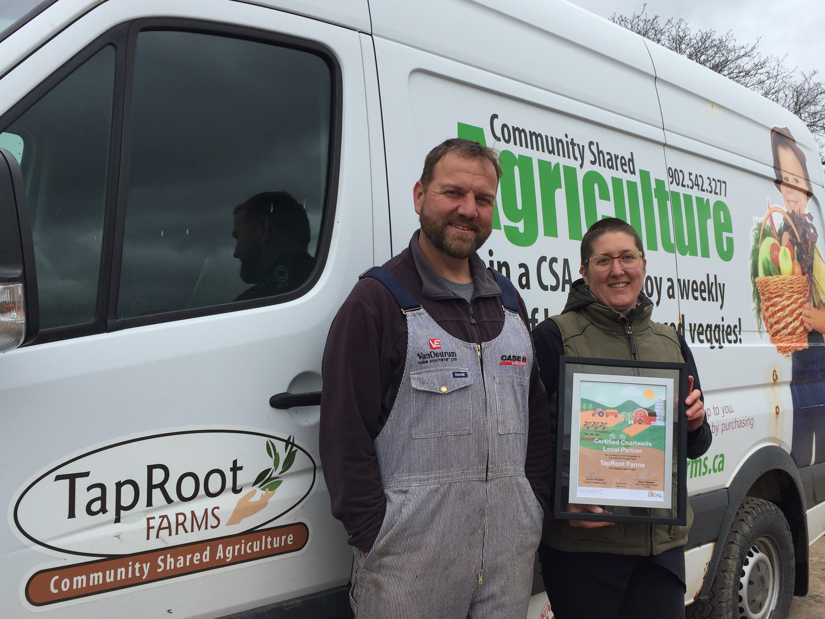 1st Buy Local certified partners: Patricia Bishop and Josh Oulton from TapRoot Farms, Port Williams, NS - a Chartwells Canada partnership