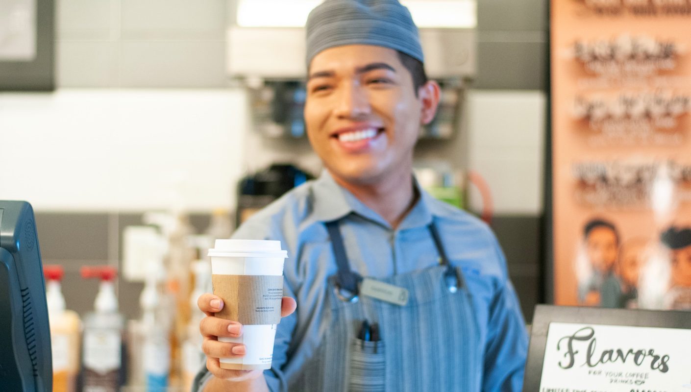 A server with a coffee at a retirement village